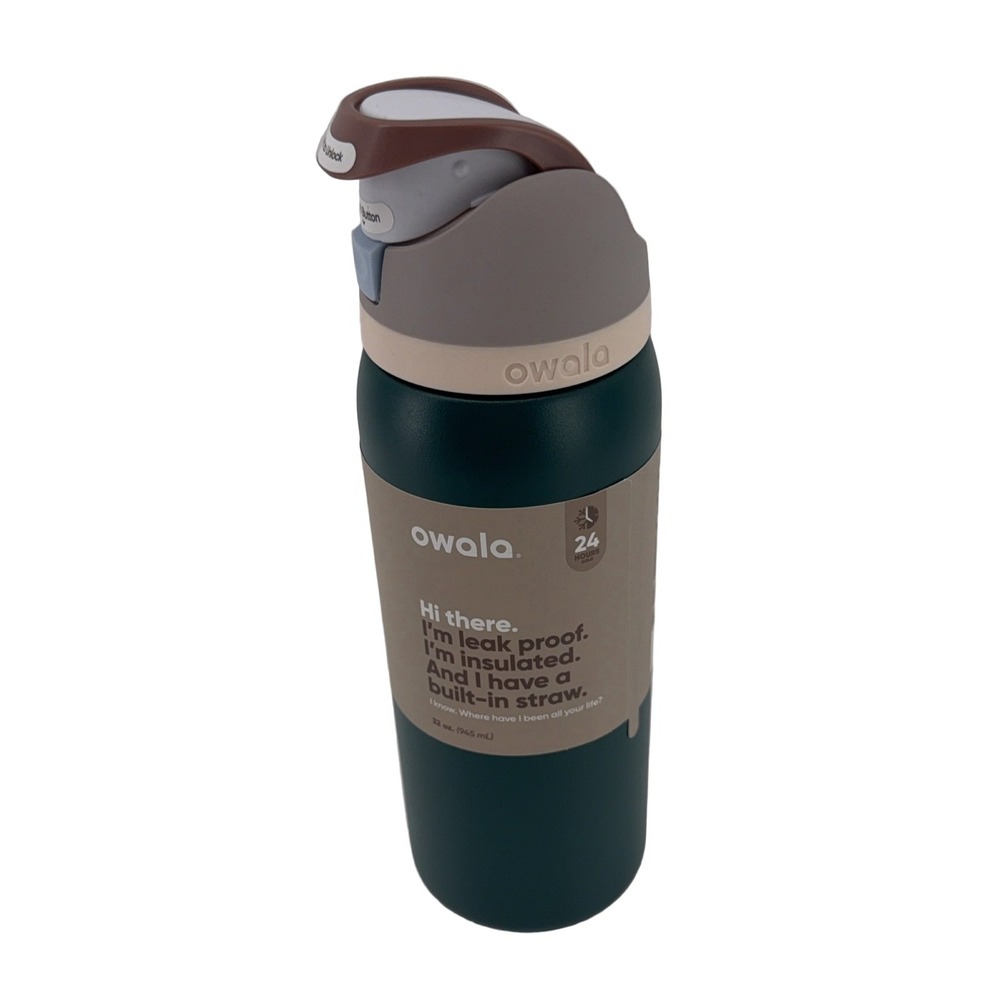 Owala FreeSip Water Bottle 32 oz Serene Evergreen Stainless Steel Insulated